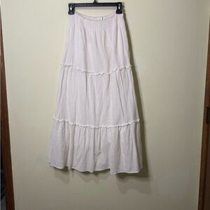 White Cotton Gauzy Tiered Maxi Skirt